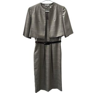 Calvin Klein Windowpane Plaid Women’s Belted Suit Dress Size 2